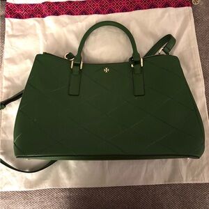 Tory Burch Green Quilted Satchel